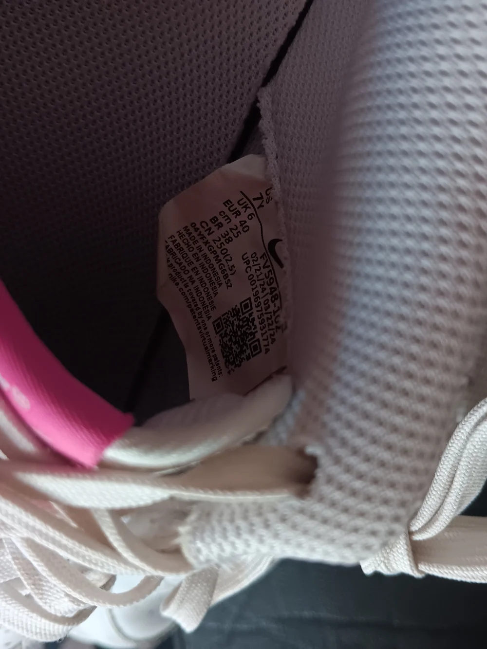 Nike Kids White Sneakers with Pink Swoosh and Pink Outsole